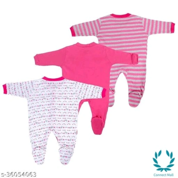 New Born Baby Multi-Color Long Sleeve Body Suit,Romper,  - 0-3 Months, Pink, Cotton Blend, Multipack:3